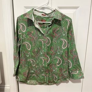 talbots fun print button up shirt